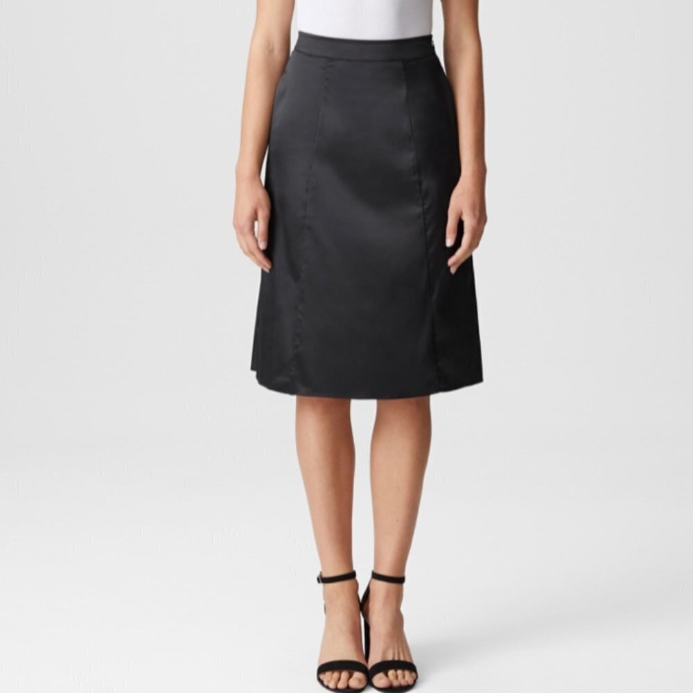 NWOT UNIVERSAL STANDARD Jessica Glossy Black Satin A Line Skirt SIZE 6